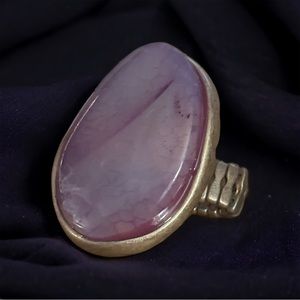 Vintage large Kunzite stone stretch ring